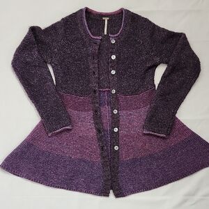 Free People Purple Ombre Knit Wool Cardigan